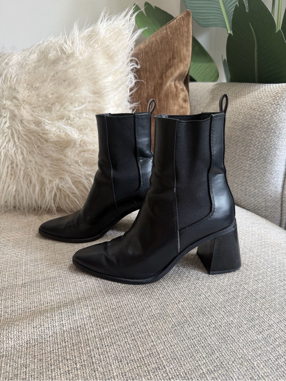 Zara Black Block Heel Boots